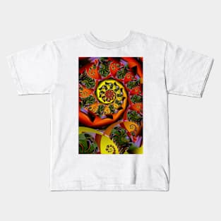 Orangey Red Spiral Fractal Kids T-Shirt